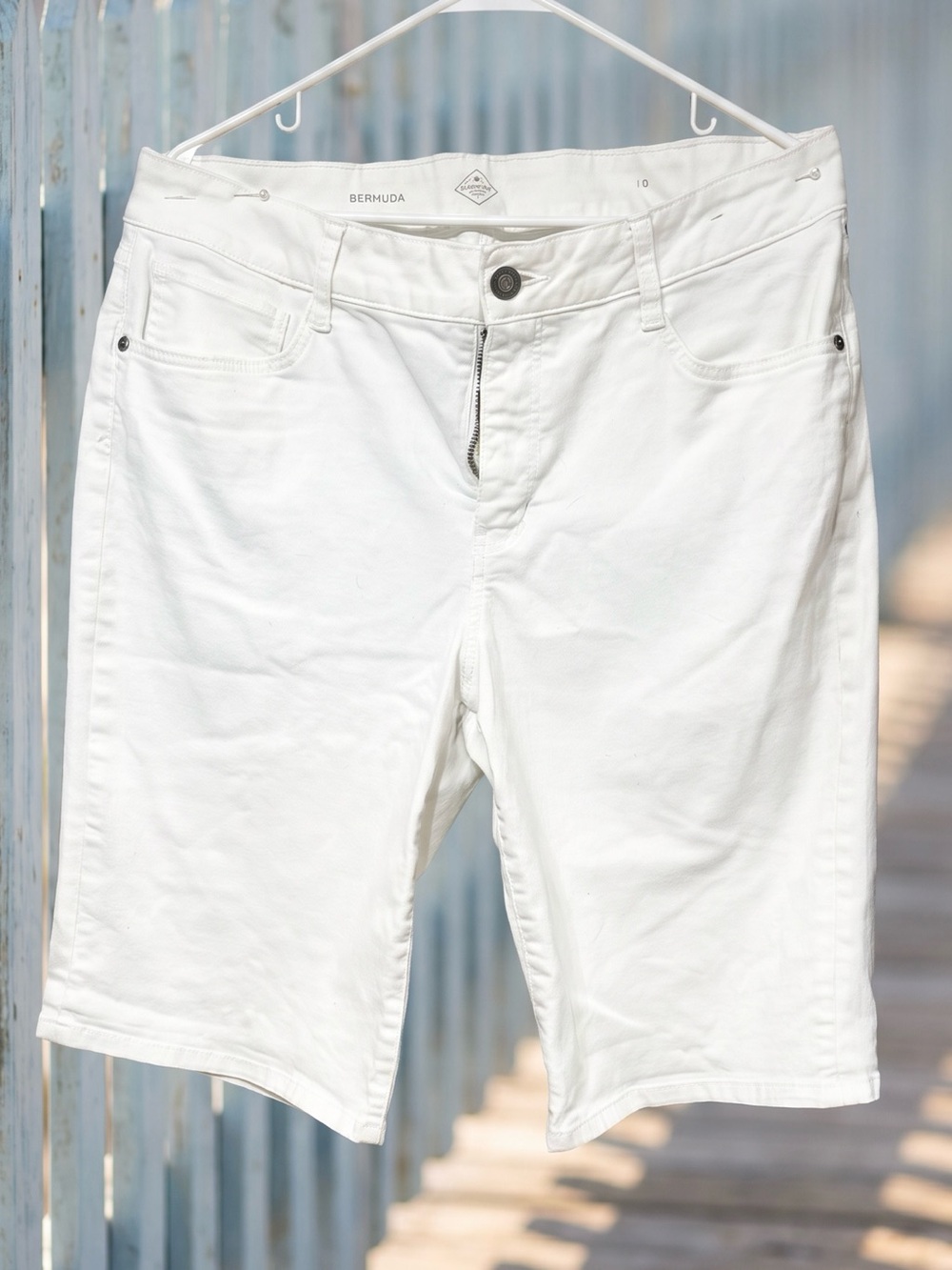 Classic White Bermuda Shorts - Women's Stretch Cotton